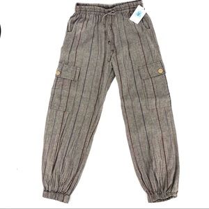 NWT-cargo style gray striped pants